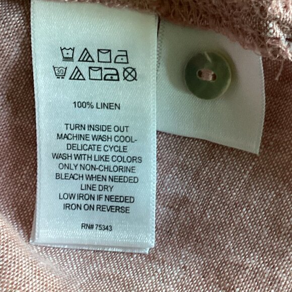 NWT Tahari 100% Linen Roll Tab Button-Up Tunic Top Light Red Plus Sz 2X #165D - Picture 9 of 9